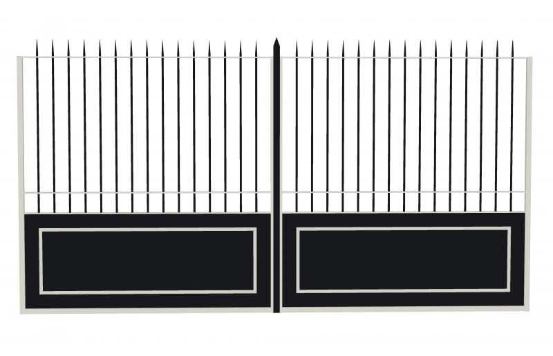 Portail soubassement tôle et moulure décorative battant Portail soubassement tôle et moulure décorative battant
